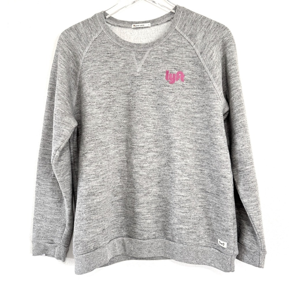 Marine Layer x Lyft‎ | Women's Raglan Crewneck Grey Sweatshirt Pink Lyft Logo
